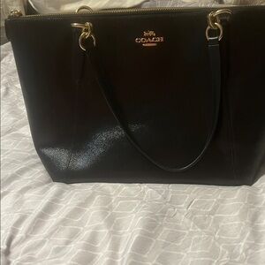 Coach Black Tote with Gold Accents